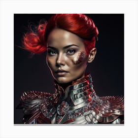 Red Haired Woman In Armor Canvas Print