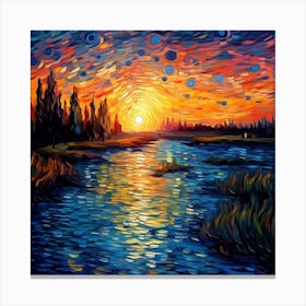 Sunset By The River 3 Canvas Print