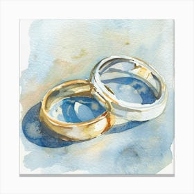 Watercolor Wedding Rings Close Up Canvas Print