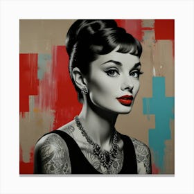 Audrey Hepburn with tattoos Canvas Print