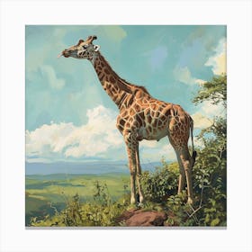 Giraffe Sticking Tongue Out Acrylic Painting Inspired Canvas Print