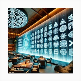 A Large Cascade Sovereignty Wall In A Restaurant S Canvas Print