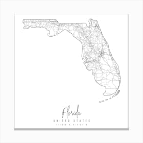Florida Minimal Street Map Square Canvas Print