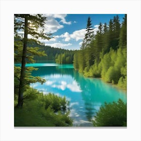 Blue Lake In The Forest 14 Canvas Print