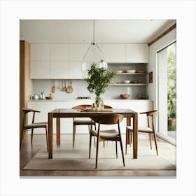 A Photo Of A Kitchen With A Modern Dining Table 3 Canvas Print