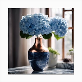 Still life with Blue Hydrangeas Canvas Print