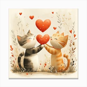 Charming Cats Exchange Heart 6 Canvas Print