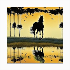 Horse In Water Canvas Print