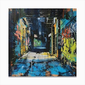 Alleyway, Graffiti, Street Art, Urban Hues Canvas Print