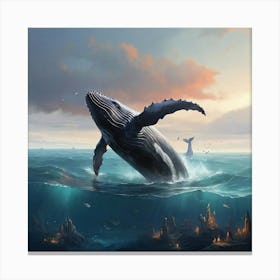 Whales In The Sea Canvas Print