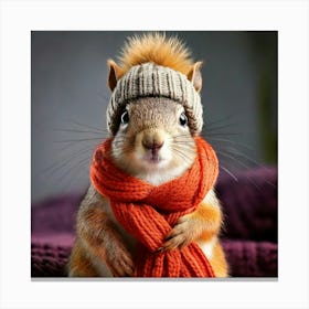 Firefly Adorable Squirrel In Cozy Knitted Accessories 54589 Canvas Print