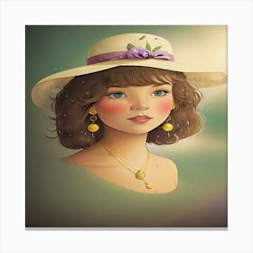 Girl In Hat Canvas Print