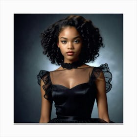 Black Girl In Black Dress 1 Canvas Print