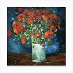 Poppies In A Vase Canvas Print