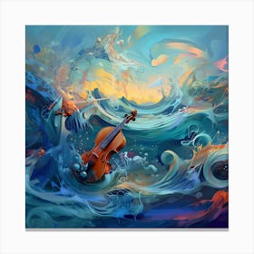 Violin In The Ocean Canvas Print