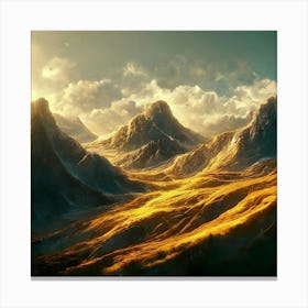 Golden Hour Grandeur - Serene Summits Canvas Print