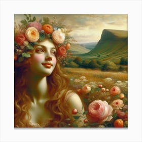 Girl With Flowers 1 Canvas Print