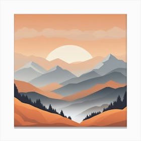 Misty mountains background in orange tone 60 Canvas Print