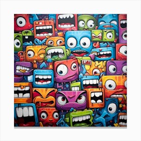 Cartoon Monsters 3 Canvas Print