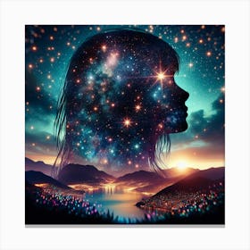 Woman'S Head In Space Canvas Print