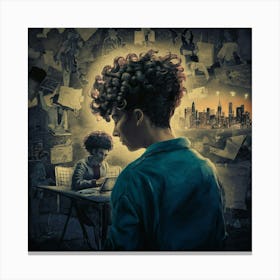 Girl Sitting At A Desk Canvas Print