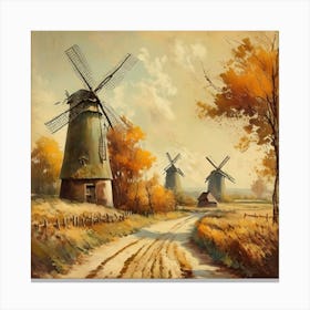 Vintage Oil Painting, Farmhouse Wall Decorations, Vintage Landscape, Printable Wall Art, Vintage Landscape Oil Painting.
.7.Windmills. Canvas Print