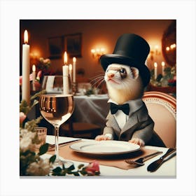 Ferret In Top Hat 2 Canvas Print