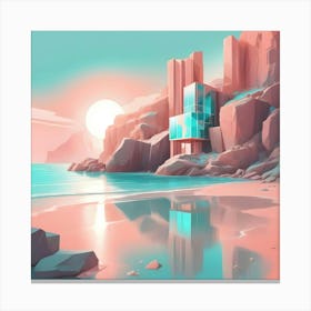 Surreal Geometric Building Complex Canvas Print