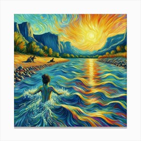 Sunrise In The River Canvas Print