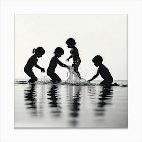 Children Playing In The Water Canvas Print