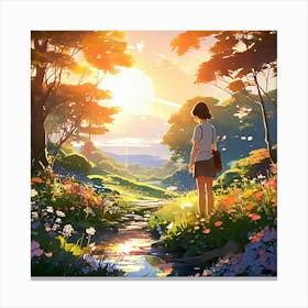 Beauty In Garden Sunlight And Peace Golden Ratio Fake Detail Trending Pixiv Fanbox Acrylic Pale(1) Canvas Print
