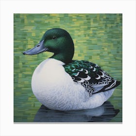 Ohara Koson Inspired Bird Painting Duck 2 Square Canvas Print