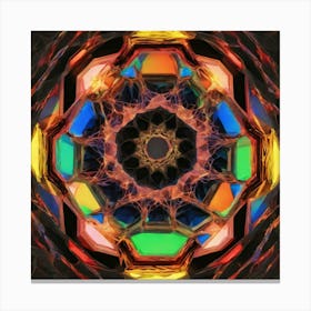 Octagonal Fractal Patternradiant Multicolour Luminousneon By Jacob Lawrence And Francis Picab 874331878 (3) Canvas Print