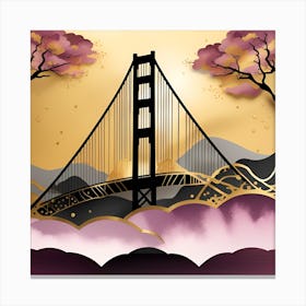 Golden Gate Bridge textured Monohromatic Canvas Print