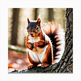 Red Squirrel In The Forest Canvas Print