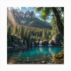 Waterfall In The Mountains 2 Canvas Print