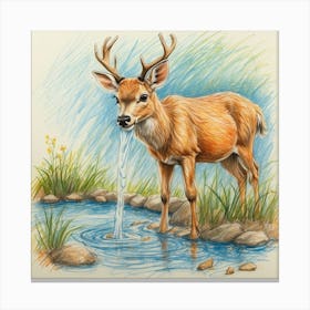 Deer Drinking Water 1 Canvas Print