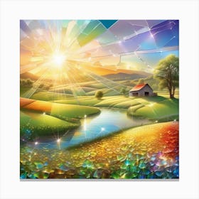 Landscape With Sun Canvas Print