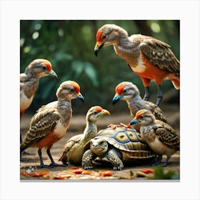The Birds Looking Kind And Generous Giving Tortoise Their Feathers (1) Canvas Print