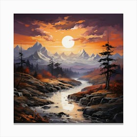 Sunset Over Misty Mountains Canvas Print