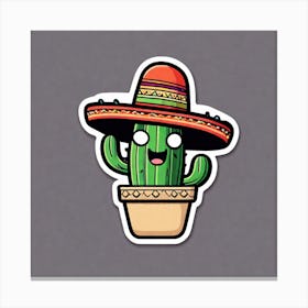 Mexico Cactus With Mexican Hat Sticker 2d Cute Fantasy Dreamy Vector Illustration 2d Flat Cen (19) Canvas Print
