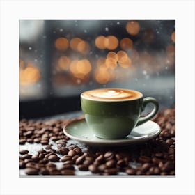 Coffee Cup With Coffee Beans 4 Canvas Print