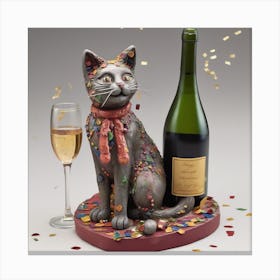 Wine For One Cat Raising Canvas Print