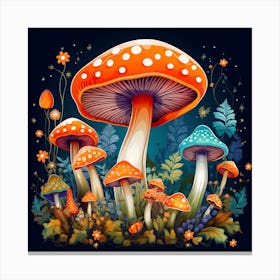 Mushrooms In The Forest 57 Canvas Print