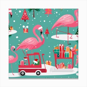 Christmas Flamingos Canvas Print