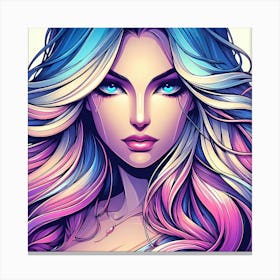 Portrait Of A Girl With Colorful Hair Canvas Print