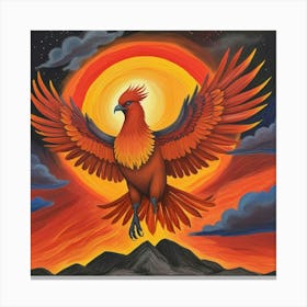 Fiery Phoenix Rising A Symbol Of Rebirth And Power (2) Canvas Print