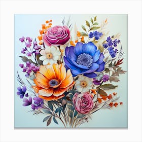 Blooming Brilliance Vibrant Floral Celebration Canvas Print