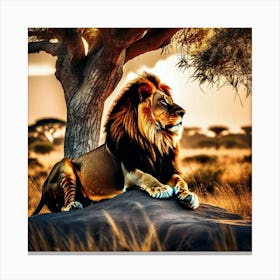 Lion In The Savannah 7 Canvas Print