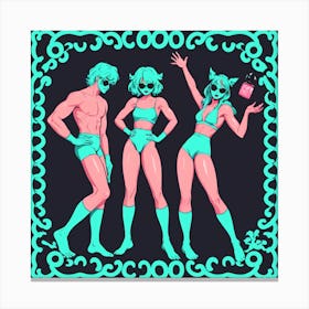 Three Girls In Bikinis 7 Canvas Print